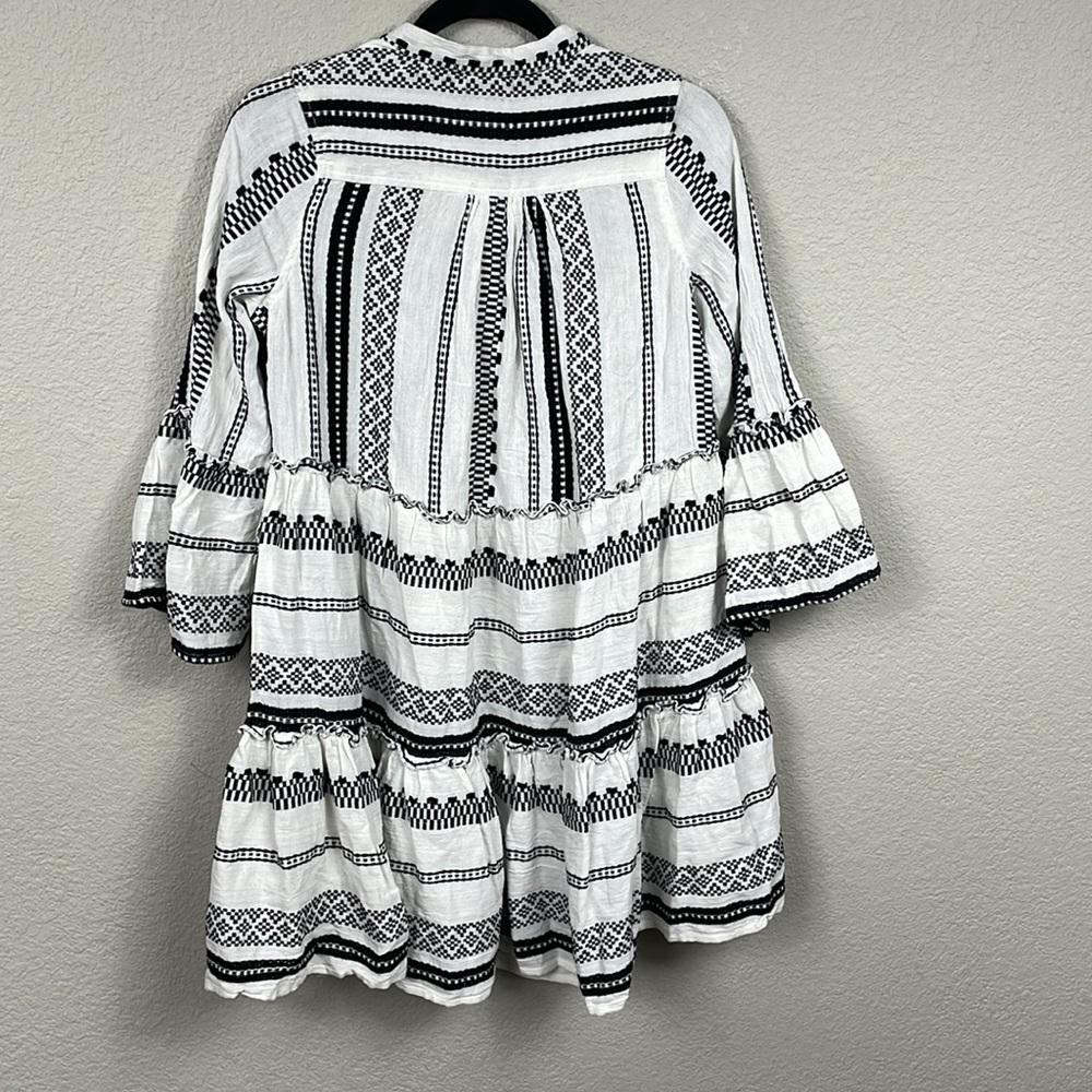New Elan Cotton Cover Up Babydoll Mini Dress Swim Resort Black White Sz XS - Picture 9 of 15